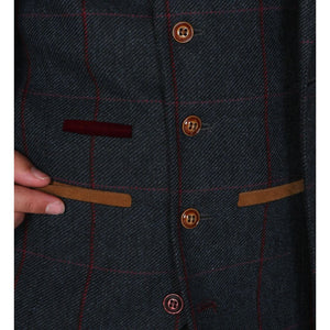 Madrid - Men's Blue Tweed Waistcoat-TruClothing