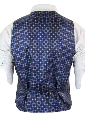 Mens Waistcoat Wool Check Herringbone Tweed Brown Black Classic Vintage Fit-TruClothing