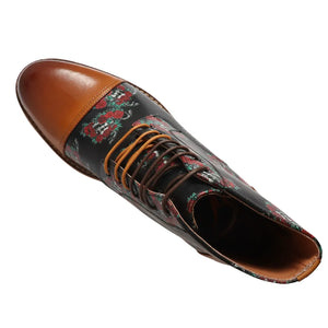 Adam - Botas Oxford de piel con estampado floral de calavera de hombre de color marrón - Justin Reess - 5