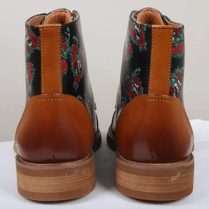 Adam - Botas Oxford de piel con estampado floral de calavera de hombre de color marrón - Justin Reess - 6