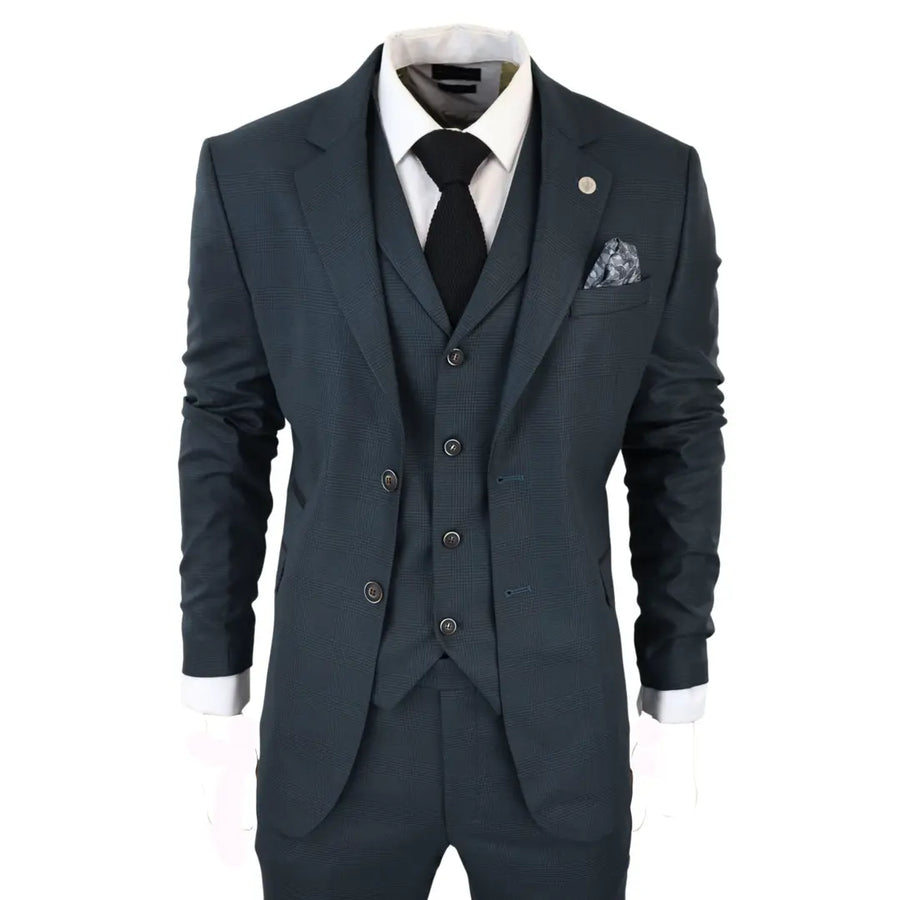 AK -07 - traje de cheque de oliva de 3 piezas para hombres - TruClothing.com - 1