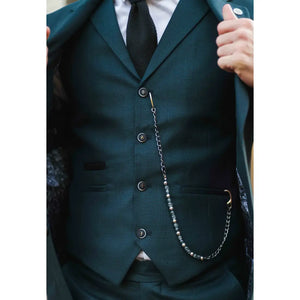 AK-07 - Costume 3 pièces à carreaux olive pour hommes - TruClothing.com - 7