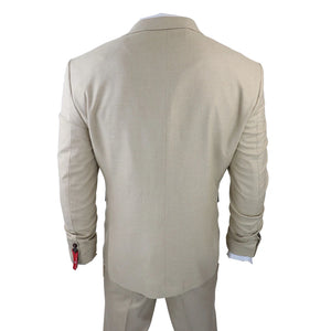 Herren 3 Teilig Anzug Prinz von Wales Karo Creme Beige Vintage Hochzeit - TruClothing.com - 7