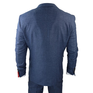 Abito da Uomo 3 Pezzi Principe di Galles Scacchi Blu da Matrimonio Vintage - TruClothing.com - 7