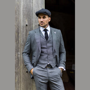 Herrenanzug 3 Teilig Grau Kariert Tailored Fit Vintage Retro Design Klassisch - TruClothing.com - 2