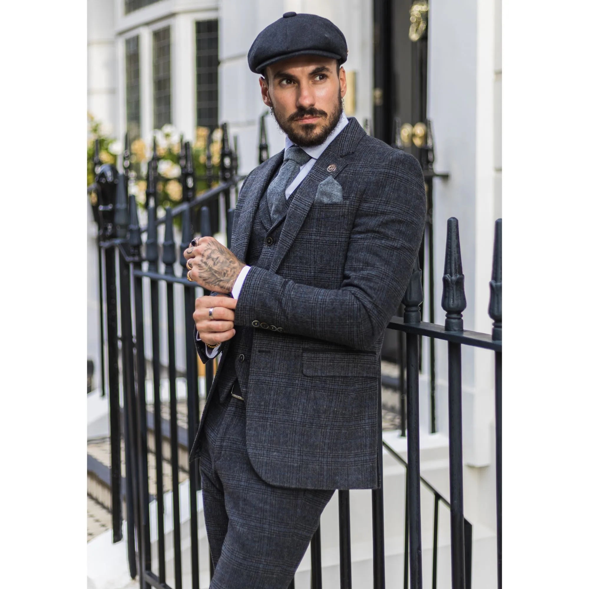 Traje tweed de 3 piezas en color gris ideal para un look vintage de 1920 al estilo Gatsby Blinders para hombre