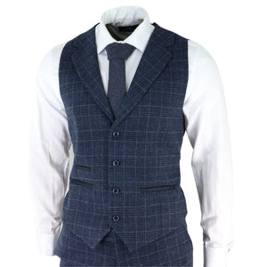 Herrenanzug 3 Teilig Blau Kariert VIntage Retro 1920er Design Tailored Fit - TruClothing.com - 8
