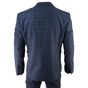 Herrenanzug 3 Teilig Blau Kariert VIntage Retro 1920er Design Tailored Fit - TruClothing.com - 9