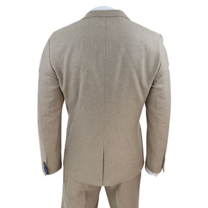 AK-23 - Herren Tweed 3-teiliger Anzug Tan Oak Doppelreihig Hochzeit - TruClothing.com - 8