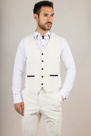 AK-24 - Men's White 3 Piece Velvet Wedding Tuxedo Suit - TruClothing.com - 4