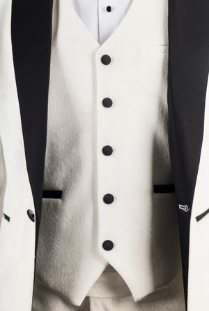 AK-24 - Men's White 3 Piece Velvet Wedding Tuxedo Suit - TruClothing.com - 5