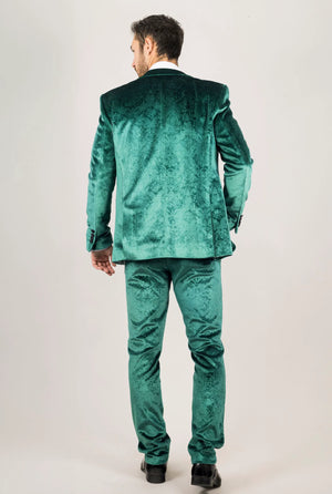 AK-25 - Men's Green 3 Piece Velvet Wedding Tuxedo Suit - TruClothing.com - 6