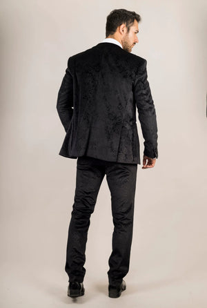 AK-26 - Traje de esmoquin de boda de terciopelo negro de 3 piezas para hombre - TruClothing.com - 6