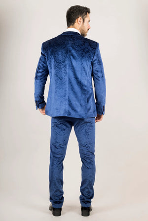 AK-27 - Men's Blue 3 Piece Velvet Wedding Tuxedo Suit - TruClothing.com - 6