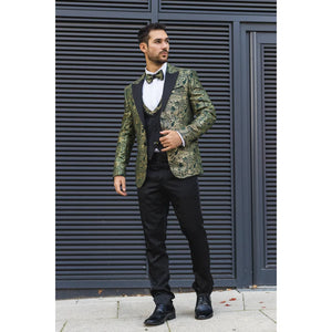 AK-28 - Men's 3 Piece Green Paisley Wedding Suit - TruClothing.com - 2
