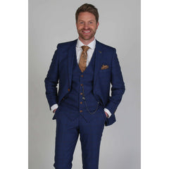 Alex - Blue Brown Blazer Waistcoat and Trousers