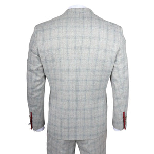 Andrew - Traje ajustado de 3 piezas a cuadros gris para hombre - Robert Simon - 10
