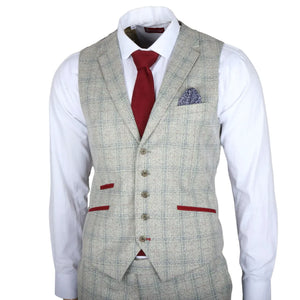 Andrew - Traje ajustado de 3 piezas a cuadros gris para hombre - Robert Simon - 5