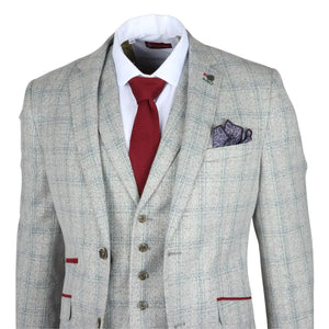 Andrew - Traje ajustado de 3 piezas a cuadros gris para hombre - Robert Simon - 6