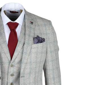 Andrew - Traje ajustado de 3 piezas a cuadros gris para hombre - Robert Simon - 7