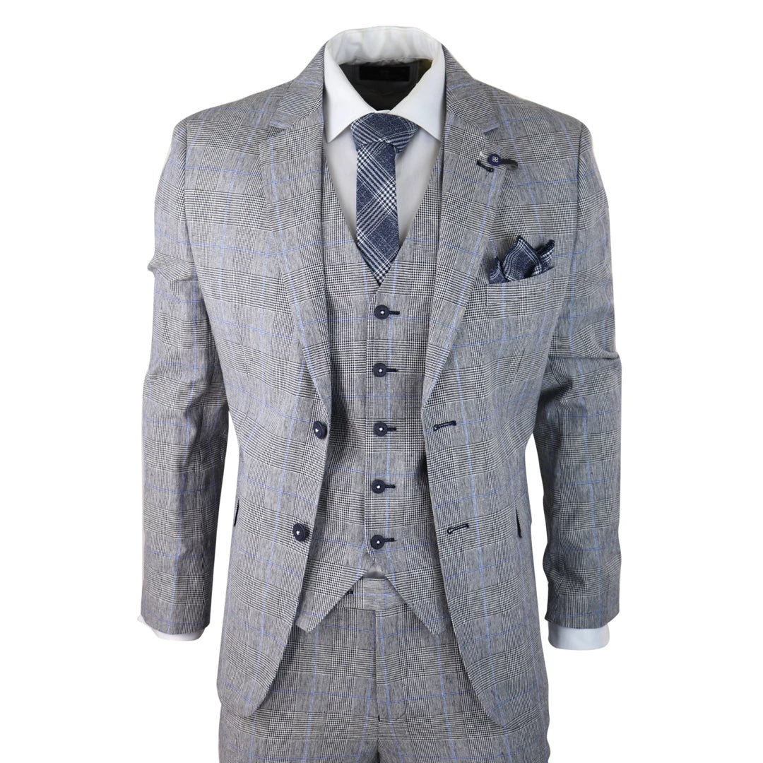 Arriga - Men's Grey Check Blazer Waistcoat and Trousers