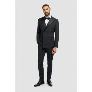 Aspen - Men's Black 2 Piece Double Breasted Tuxedo Suit - House of Cavani - 2