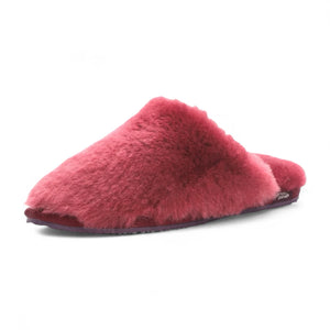 Aurora - Women's Sheepskin Fluffy Slippers - Burgundy - Infinity Leather - 11