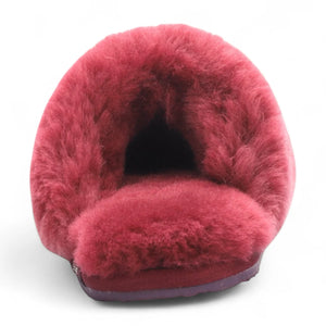 Aurora - Women's Sheepskin Fluffy Slippers - Burgundy - Infinity Leather - 12