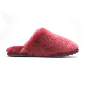 Aurora - Women's Sheepskin Fluffy Slippers - Burgundy - Infinity Leather - 8