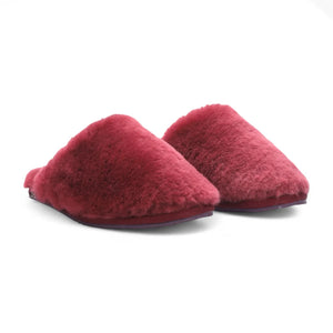 Aurora - Women's Sheepskin Fluffy Slippers - Burgundy - Infinity Leather - 9