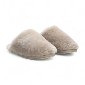 Aurora - Women's Sheepskin Fluffy Slippers - Taupe - Infinity Leather - 2