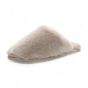 Aurora - Women's Sheepskin Fluffy Slippers - Taupe - Infinity Leather - 4