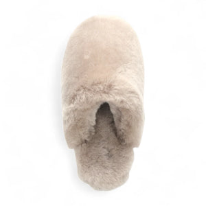 Aurora - Women's Sheepskin Fluffy Slippers - Taupe - Infinity Leather - 5