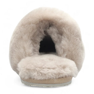 Aurora - Women's Sheepskin Fluffy Slippers - Taupe - Infinity Leather - 6
