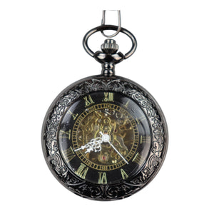 Orologio da Taschino Meccanico Automatico con Numeri Romani Vintage Retro - Nero - TruClothing.com - 10