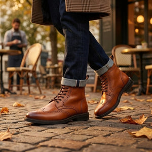 Aviemore - Knöchelhohe Brogues-Stiefel für Herren hellbraun aus Leder - John White - 2