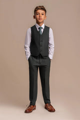 Caridi - Boys 3 Piece Olive Check Tweed Suit