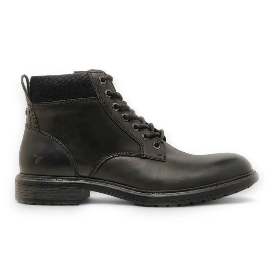 Beau - Men's Black Lace Up Side Zip Leather Chelsea Boots - Windsorsmith - 1