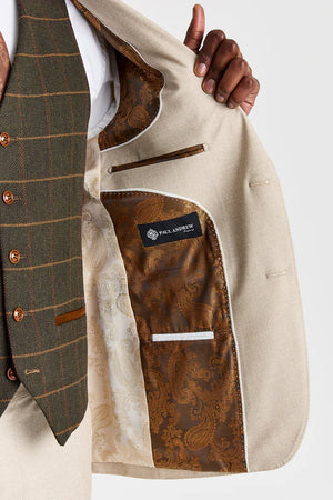 Belmont Beige Suit with Harris Green Tweed Waistcoat - Paul Andrew - 5