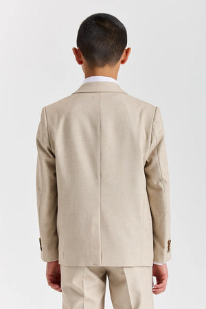 Belmont - Boys Beige Classic Stitch Lapel 3 Piece Suit - Paul Andrew - 6