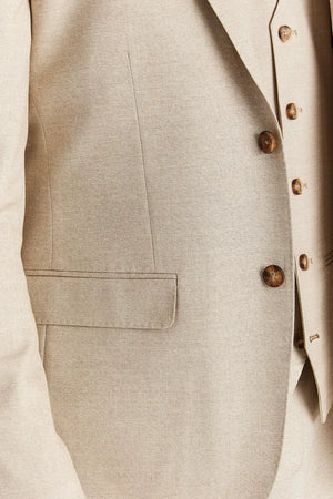 Belmont - Men's Beige 3 Piece Stitch Lapel Classic Suit - Paul Andrew - 3