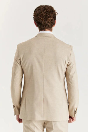 Belmont - Men's Beige 3 Piece Stitch Lapel Classic Suit - Paul Andrew - 7