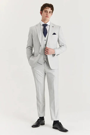 Belmont - Traje clásico de 3 piezas para hombre en plata con solapa cosida - Paul Andrew - 2