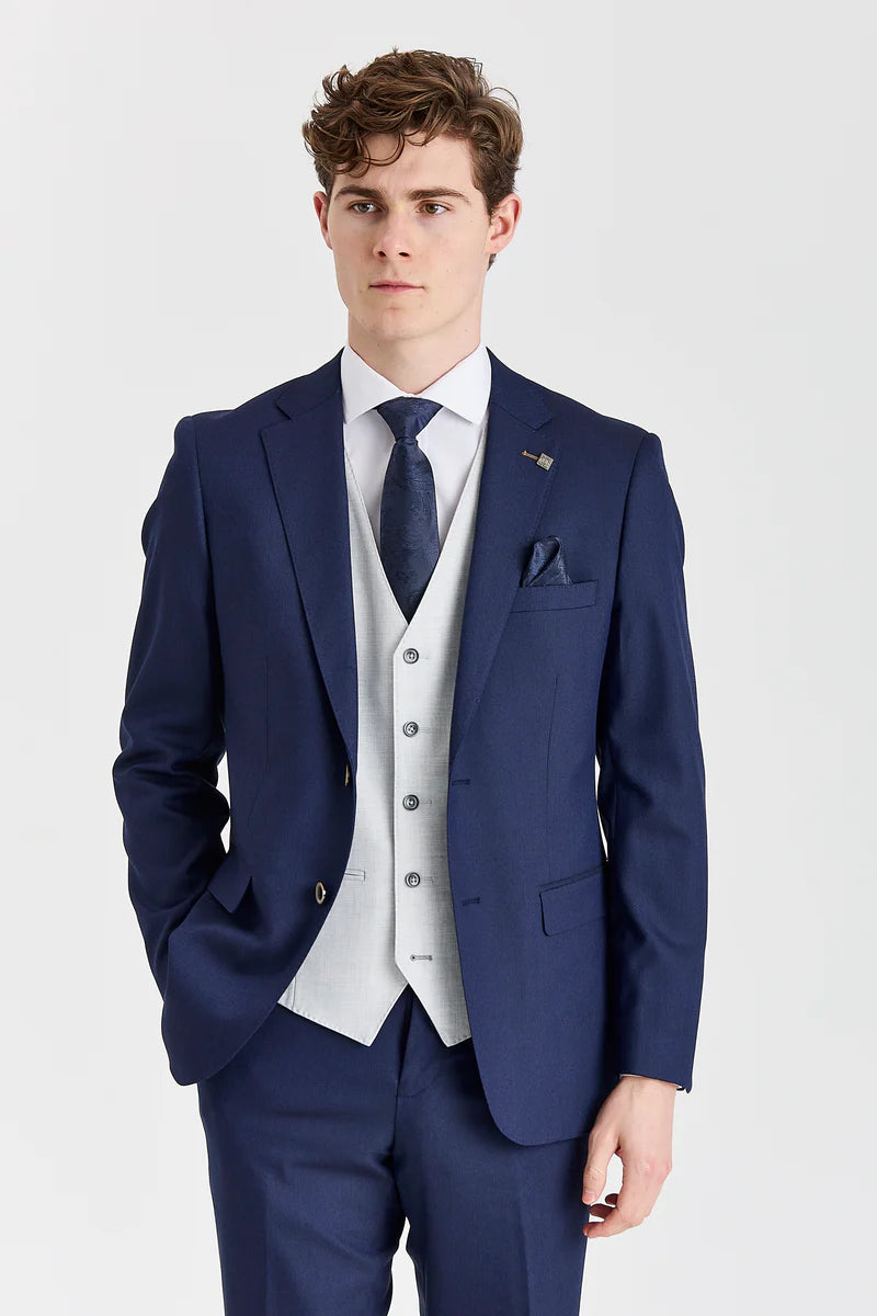 Belmont Navy Suit with Belmont Silver Waistcoat - Paul Andrew - 1