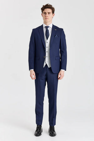 Belmont Navy Suit with Belmont Silver Waistcoat - Paul Andrew - 3