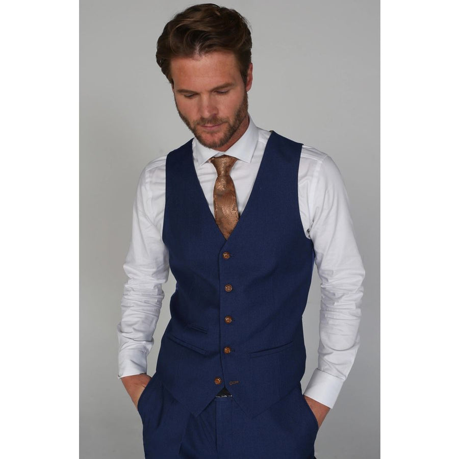 Mayfair- Men's Plain Blue Waistcoat-TruClothing