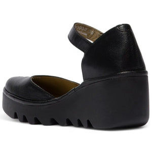 BISO305FLY - Women's Wedge Heel Closed Toe Leather Sandals - Black - Fly London - 3