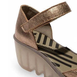 BISO305FLY - Women's Wedge Heel Closed Toe Leather Sandals - Gold - Fly London - 8