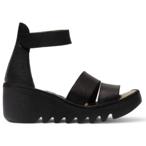 BONO290FLY - Women's Wedge Heel Open Toe Leather Sandals - Black - Fly London - 1