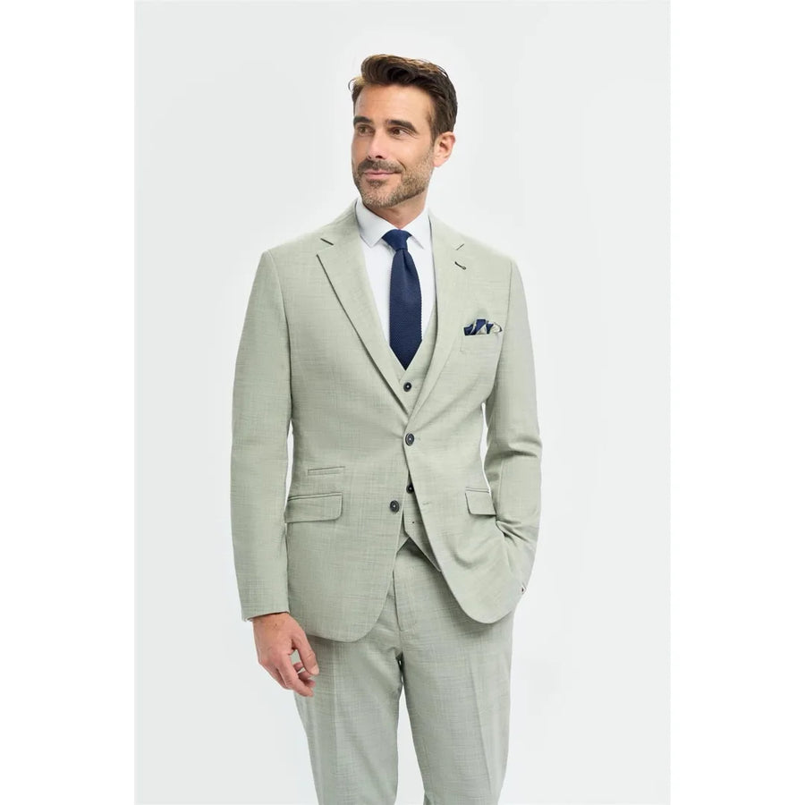 Camden - Men's Sage Green 3 Piece Tailored Fit Suit - House of Cavani - 1